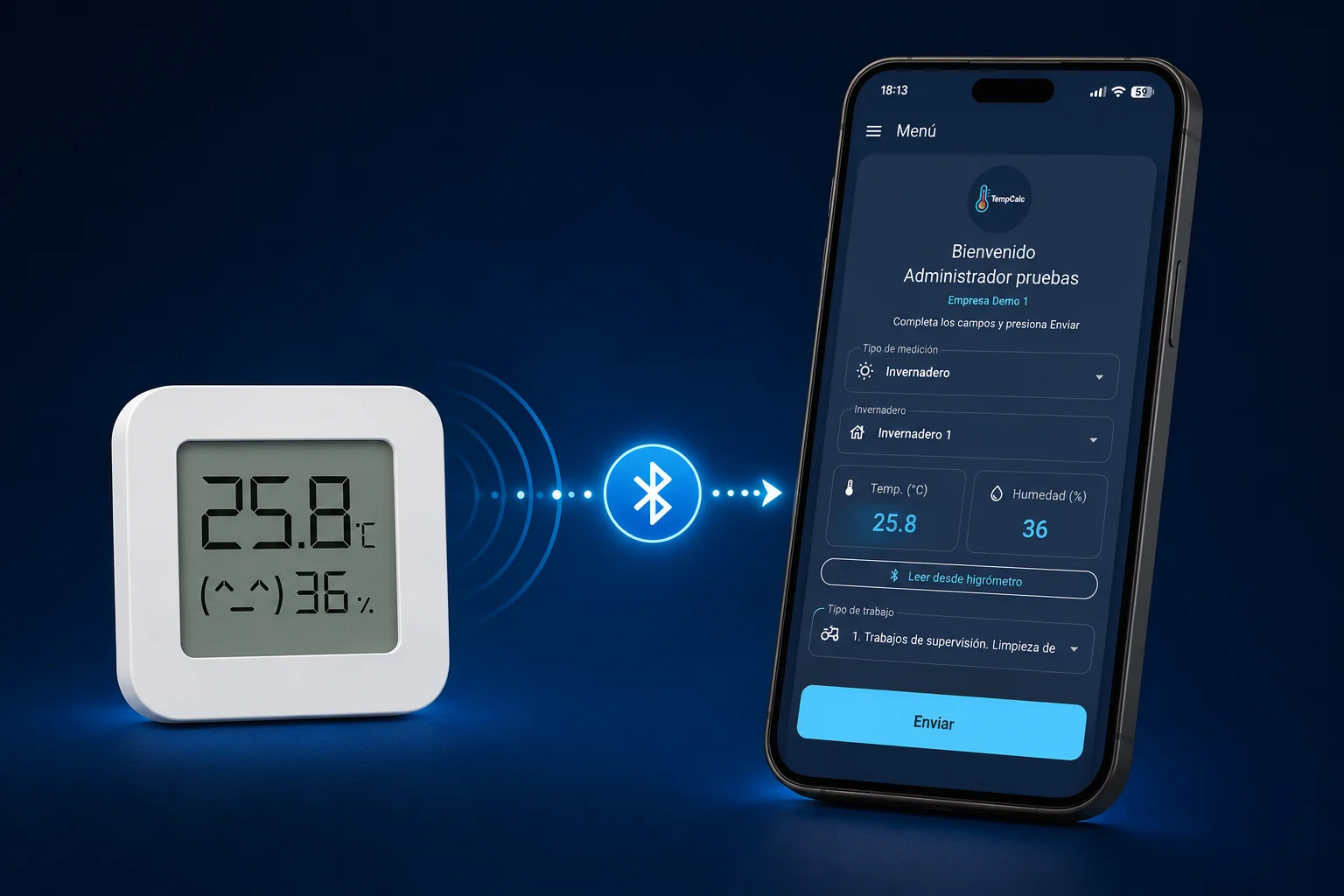TempCalc - Lectura automática desde higrómetro Bluetooth