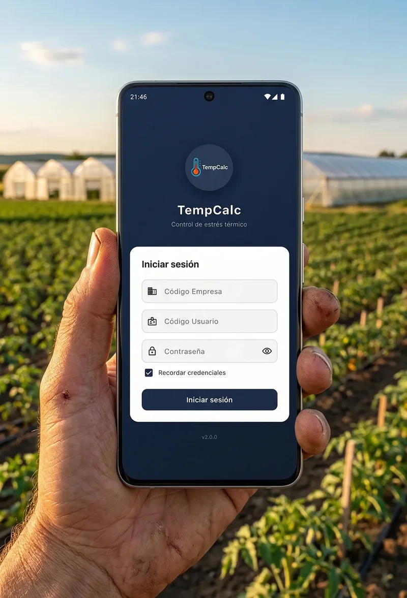 TempCalc - Pantalla de inicio de sesión